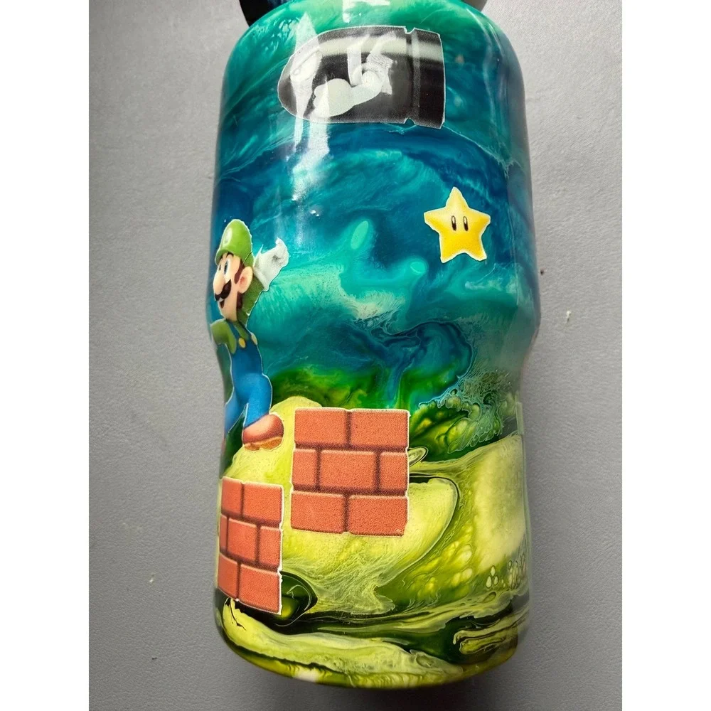 Super Mario Custom 3D Topper Stainless Steel Tumbler Luigi Donkey Kong SEE PICS